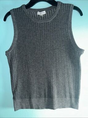 Calvin Klein Charcoal Ribbed Knit Tank Top